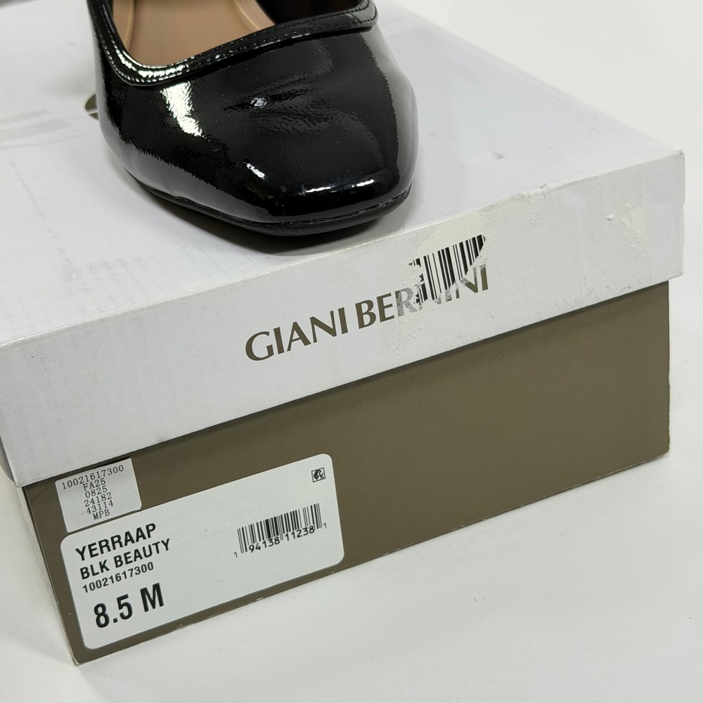 Giani Bernini Size-8.5 M Yerraap Black Patent Mary Jane Block Heel Pumps - Picture 4 of 9